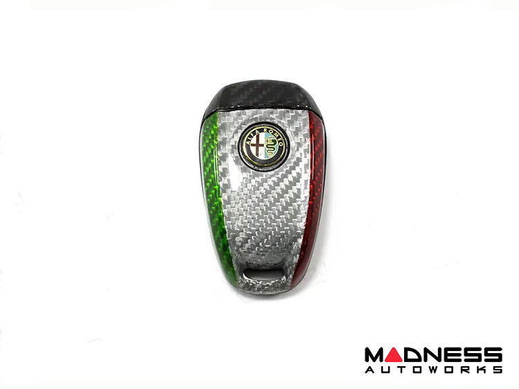 Alfa Romeo Tonale Key Fob Cover  - Carbon Fiber - Italian Flag V1